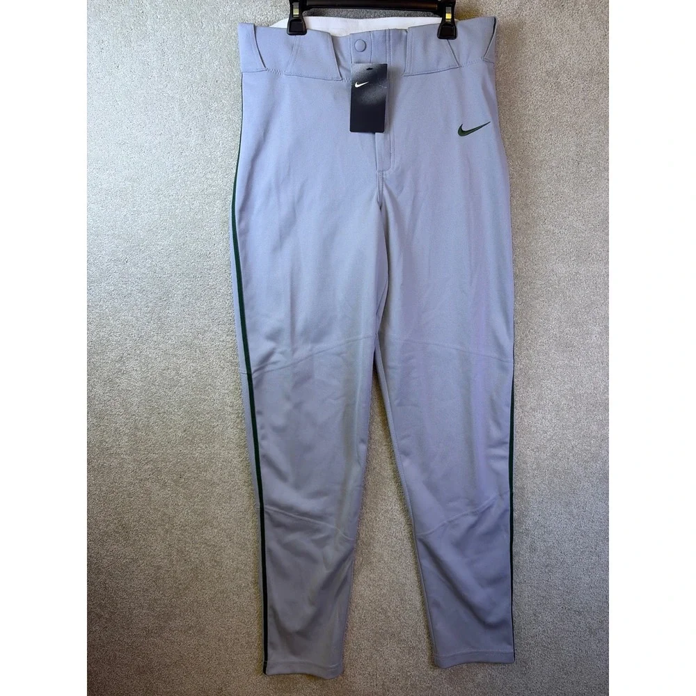 Nike Baseball Pants Mens Small Gray Green Stripe BQ6435-055 Team Tapered NEW